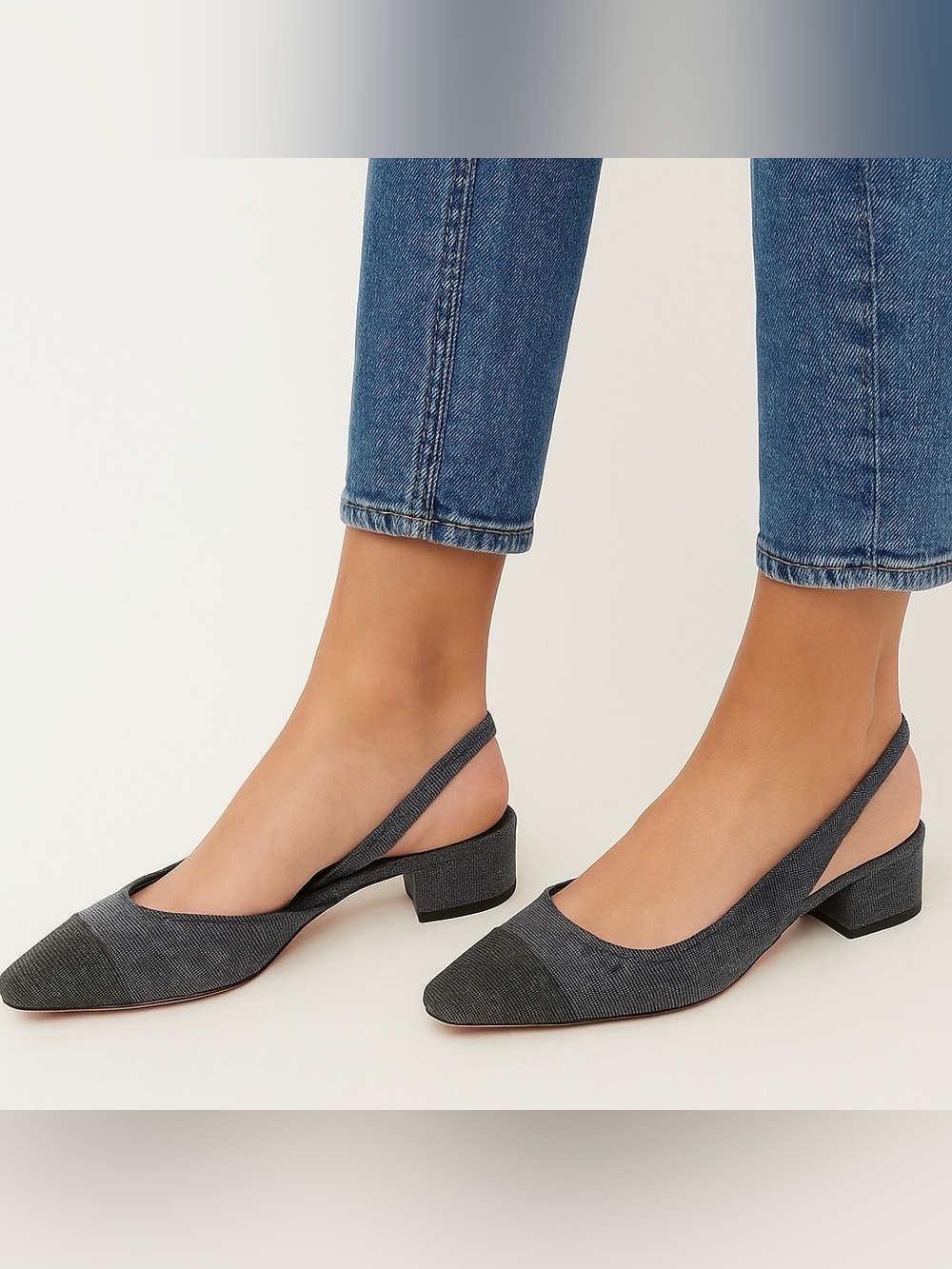Veronica Beard Cecile Denim Cap-Toe Slingback